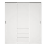 Naia Wardrobe with 2 Sliding Doors + 1 Door + 3 Drawers in White