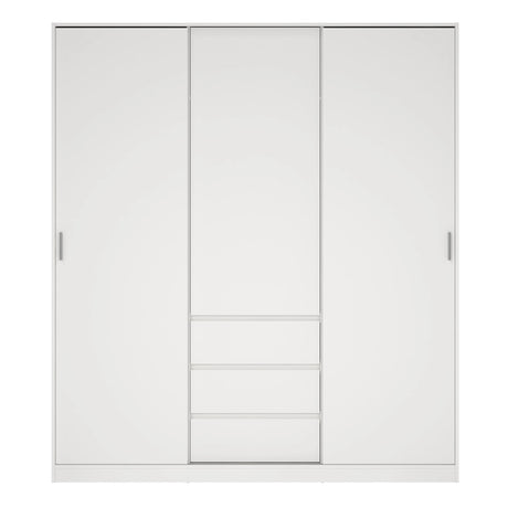 Naia Wardrobe with 2 Sliding Doors + 1 Door + 3 Drawers in White