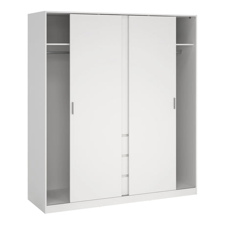 Naia Wardrobe with 2 Sliding Doors + 1 Door + 3 Drawers in White