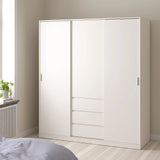 Naia Wardrobe with 2 Sliding Doors + 1 Door + 3 Drawers in White