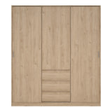 Naia Wardrobe with 2 Sliding Doors 1 Door 3 Drawers in Jackson Hickory Oak
