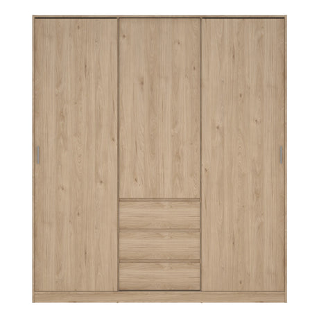 Naia Wardrobe with 2 Sliding Doors 1 Door 3 Drawers in Jackson Hickory Oak