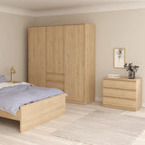 Naia Wardrobe with 2 Sliding Doors 1 Door 3 Drawers in Jackson Hickory Oak
