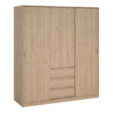 Naia Wardrobe with 2 sliding doors + 1 door + 3 drawers in Jackson Hickory Oak