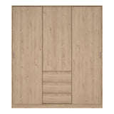 Naia Wardrobe with 2 sliding doors + 1 door + 3 drawers in Jackson Hickory Oak