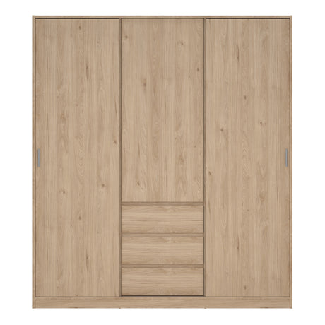Naia Wardrobe with 2 sliding doors + 1 door + 3 drawers in Jackson Hickory Oak