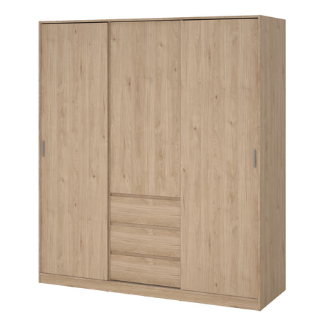 Naia Wardrobe with 2 sliding doors + 1 door + 3 drawers in Jackson Hickory Oak