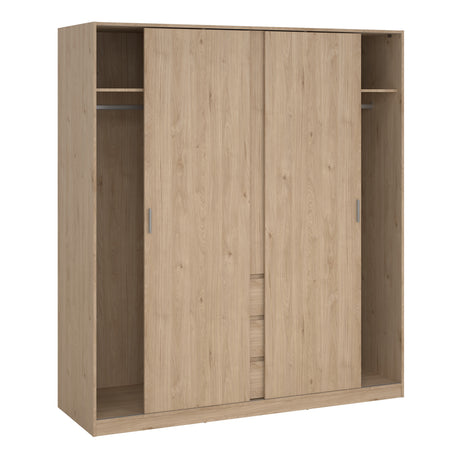 Naia Wardrobe with 2 sliding doors + 1 door + 3 drawers in Jackson Hickory Oak
