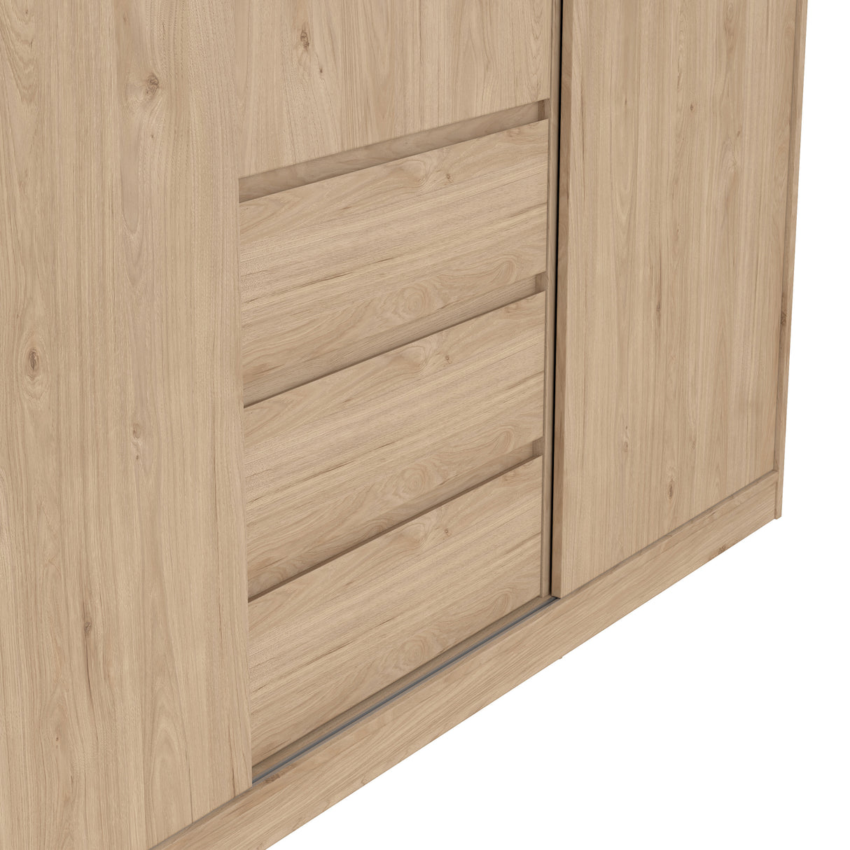 Naia Wardrobe with 2 sliding doors + 1 door + 3 drawers in Jackson Hickory Oak