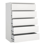 Naia Chest of 5 Drawers in White