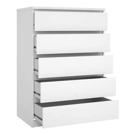 Naia Chest of 5 Drawers in White