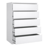 Naia Chest of 5 Drawers in White High Gloss
