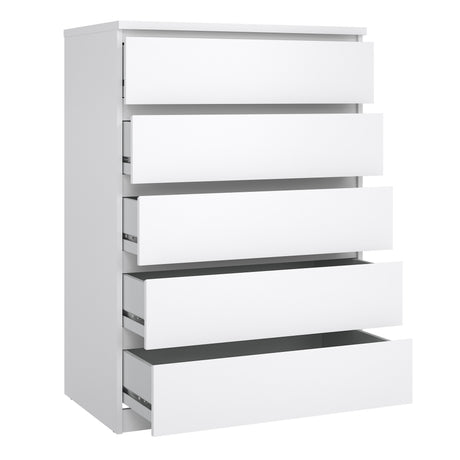 Naia Chest of 5 Drawers in White High Gloss