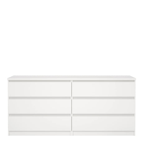 Naia Wide Chest of 6 Drawers in White