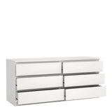 Naia Wide Chest of 6 Drawers in White