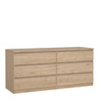 Naia Wide Chest of 6 Drawers (3+3) in Jackson Hickory Oak