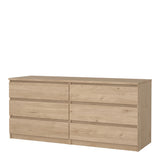 Naia Wide Chest of 6 Drawers (3+3) in Jackson Hickory Oak