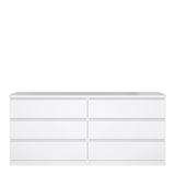 Naia Wide Chest of 6 Drawers (3+3) in White High Gloss