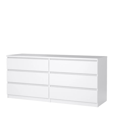 Naia Wide Chest of 6 Drawers (3+3) in White High Gloss