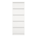 Naia Narrow Chest of 5 Drawers in White