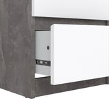 Naia Narrow Chest of 5 Drawers in Concrete and White High Gloss