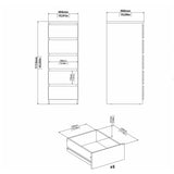 Naia Narrow Chest of 5 Drawers in Concrete and White High Gloss