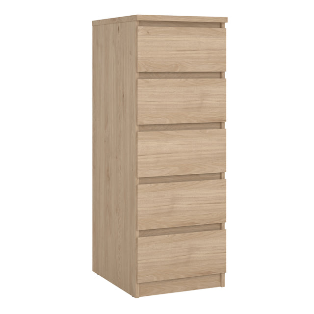Naia Narrow Chest of 5 Drawers in Jackson Hickory Oak