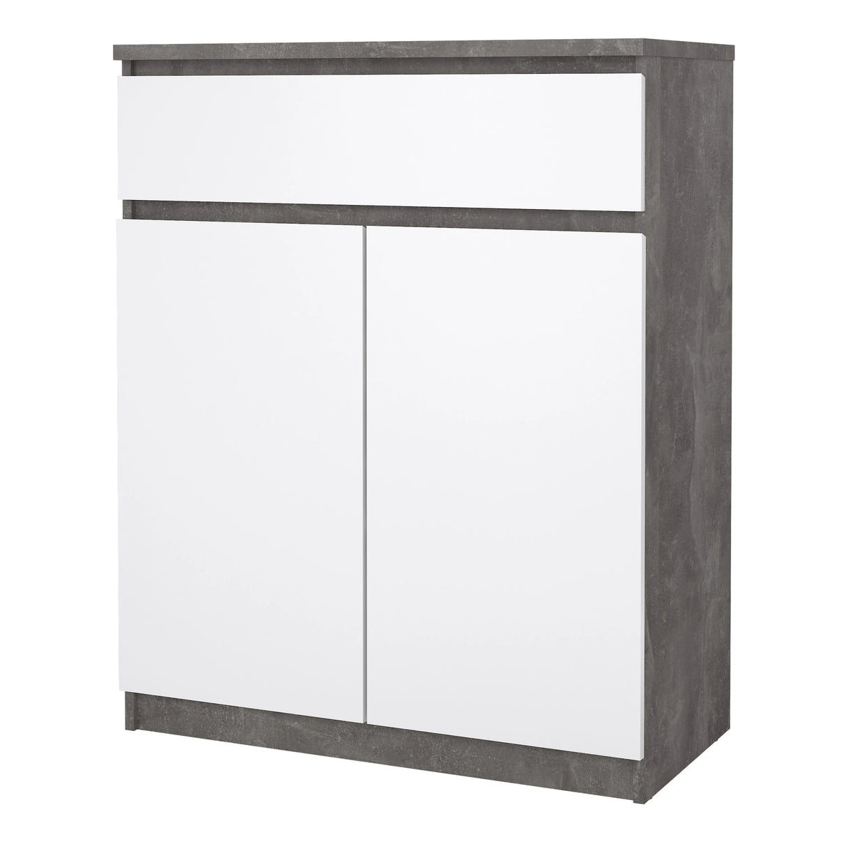Naia Sideboard 1 Drawer 2 Doors in Concrete and White High Gloss