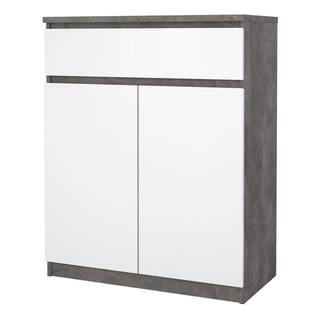 Naia Sideboard 1 Drawer 2 Doors in Concrete and White High Gloss