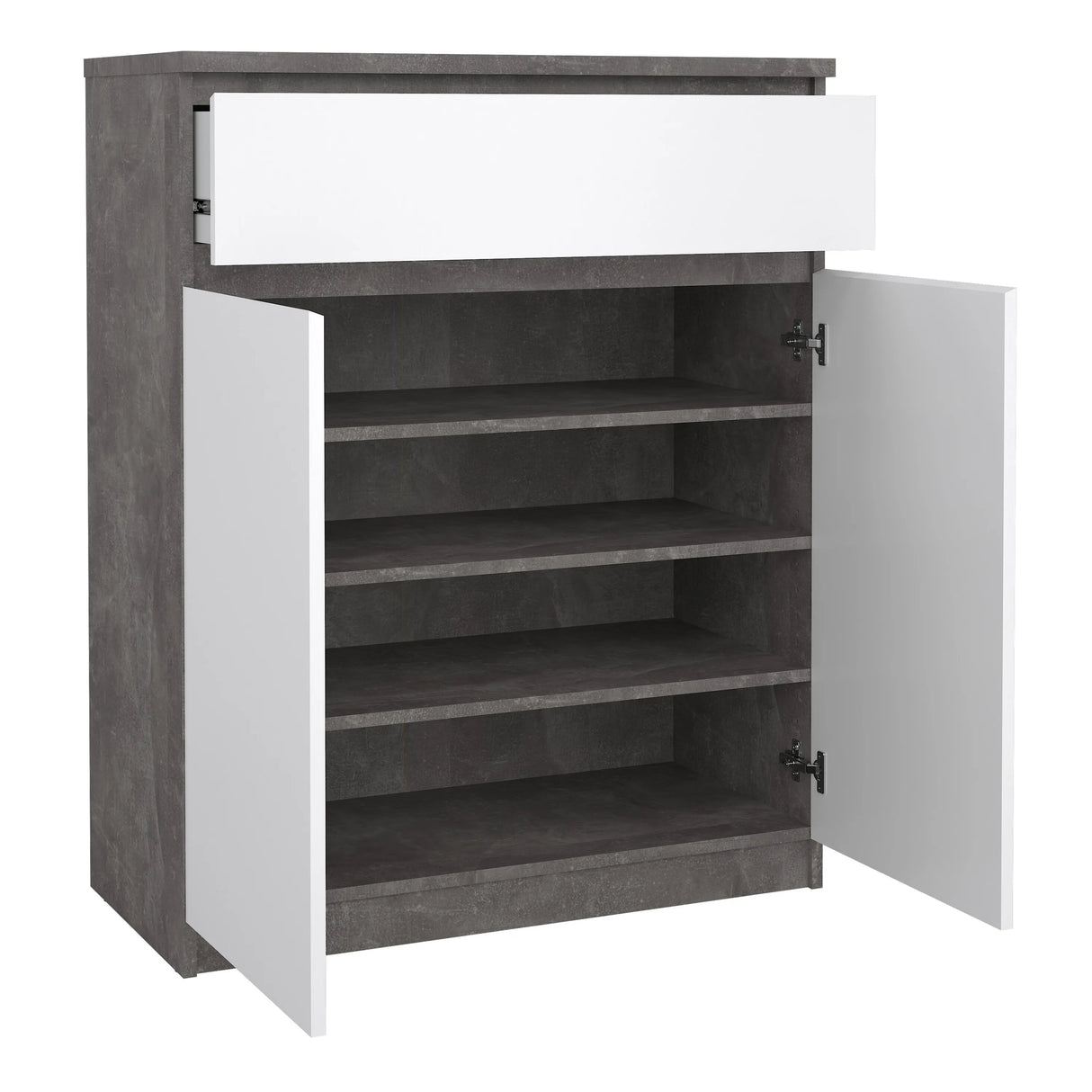 Naia Sideboard 1 Drawer 2 Doors in Concrete and White High Gloss