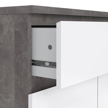 Naia Sideboard 1 Drawer 2 Doors in Concrete and White High Gloss