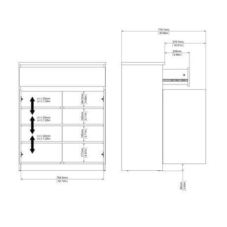 Naia Sideboard - 1 Drawer 2 Doors in White High Gloss