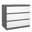 Naia Chest of 3 Drawers in Concrete and White High Gloss