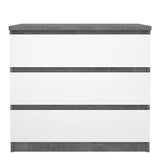Naia Chest of 3 Drawers in Concrete and White High Gloss
