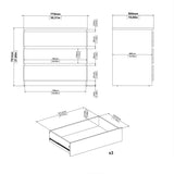 Naia Chest of 3 Drawers in Concrete and White High Gloss