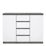 Naia Sideboard 4 Drawers 2 Doors in Concrete and White High Gloss