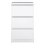 Naia Bedside 3 Drawers in White High Gloss