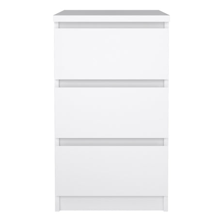 Naia Bedside 3 Drawers in White High Gloss
