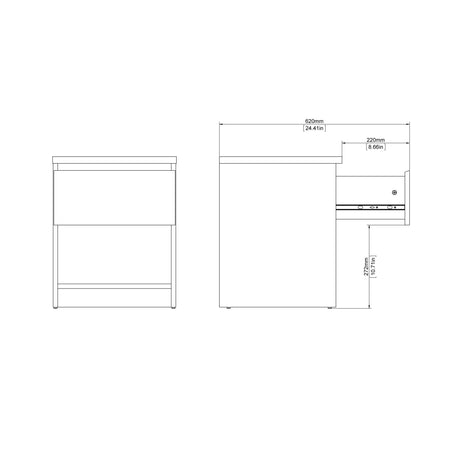 Naia Bedside 1 Drawer 1 Shelf in White
