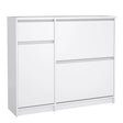 Naia Shoe Cabinet with 2 Flip Down Doors 1 Door and 1 Drawer in White High Gloss