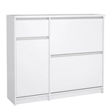 Naia Shoe Cabinet with 2 Flip Down Doors 1 Door and 1 Drawer in White High Gloss