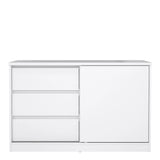 Naia Storage Unit with 1 Sliding Door and 3 Drawers in White High Gloss