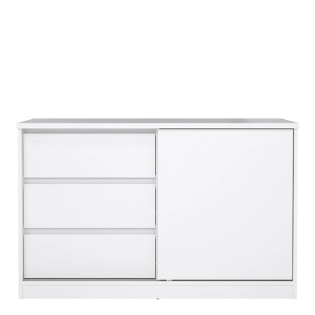 Naia Storage Unit with 1 Sliding Door and 3 Drawers in White High Gloss