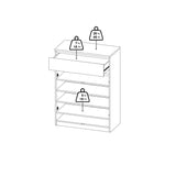 Naia Shoe Cabinet with 2 Doors +1 Drawer in Jackson Hickory Oak and white