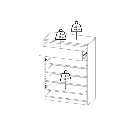 Naia Shoe Cabinet with 2 Doors +1 Drawer in Jackson Hickory Oak and white