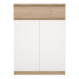Naia Shoe Cabinet with 2 Doors +1 Drawer in Jackson Hickory Oak and white