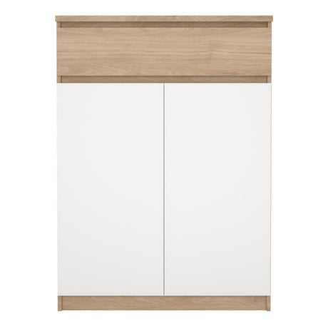 Naia Shoe Cabinet with 2 Doors +1 Drawer in Jackson Hickory Oak and white