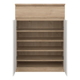 Naia Shoe Cabinet with 2 Doors +1 Drawer in Jackson Hickory Oak and white