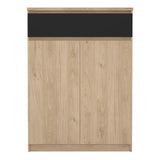 Naia Shoe Cabinet with 2 Doors 1 Drawer in Jackson Hickory Oak and Black