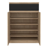 Naia Shoe Cabinet with 2 Doors 1 Drawer in Jackson Hickory Oak and Black